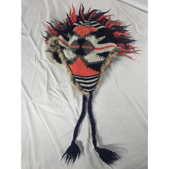 American Eagle Outfitters Mohawk Trapper Hat Knit Faux Fur Lined Winter Unisex - Picture 1 of 3